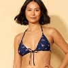 Women's Floral Print Center Tie Triangle Bikini Top - Wild Fable™ Navy Blue - 3 of 4
