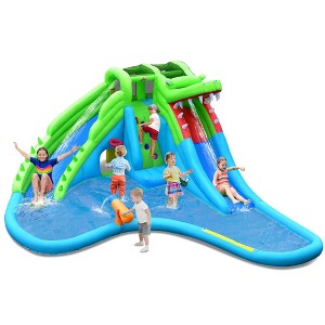 Costway Inflatable Water Slide Kids Bounce Castle Splash Pool Blower Excluded - 1 of 4