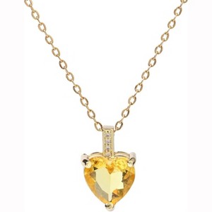 Birthstone Heart Necklace for Women, 14K Gold Plated with Cubic Zirconia Accents - 1 of 4