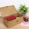Aoibox Handwoven Seagrass Wicker Storage Basket with Lid Rectangular Small Organizer Box for Home Shelves - 3 of 4