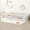 SEVOBAL Kids Bedroom Twin Size Floor Bed Frame With Safety Guardrails Door Removable Slats No Box Spring Needed for Kids, White, 77.95"*18.5"*5.12" - 2 of 4
