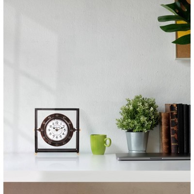 Kiera Grace 9" Black and Bronze Iron Vintage Table Clock