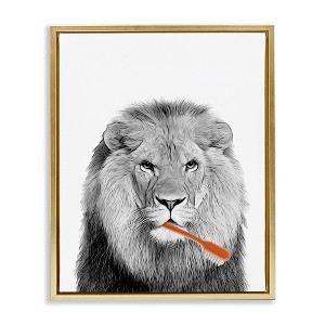 Stupell Industries Lion Brushing Teeth Bathroom, 31" x 25" - 1 of 4