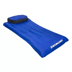 Swimline 9057 Swimming Pool Inflatable Fabric Covered Oversized Air Mattress Floating Lounger, Blue