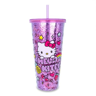 Silver Buffalo Sanrio Hello Kitty Pastel Rainbow Carnival Cup With Lid