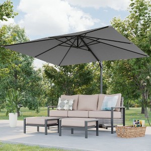 Sonkuki 10X8FT Outdoor Patio Cantilever Umbrella With Canopy, 360°Rotation Offset Umbrella - 1 of 4