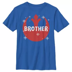 Boy's Star Wars Brother Snowflake Rebel Logo  T-Shirt - Royal Blue - X Small