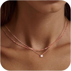 Diamond Choker Necklace for Women: Dainty 14K Gold/Sterling Silver Gold Plated CZ Jewelry, Trendy Gift - 1 of 4