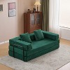 TiramisuBest Convertible Floor Couch Sofa Bed with Armrests & Pillow Back, Chenille Futon Sleeper, Foldable Lounge Sofa for Living Room, Light Blue - 3 of 4
