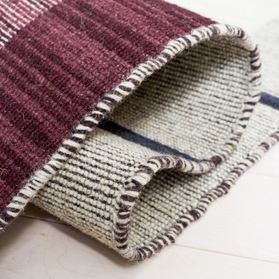Ivory Stripe Kilim 9' x 12' Hand Woven Wool Area Rug
