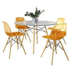 LeisureMod 5-Piece Dining Set, 4 Chairs, 1 Round Dining Table Dover Collection - 1 of 4
