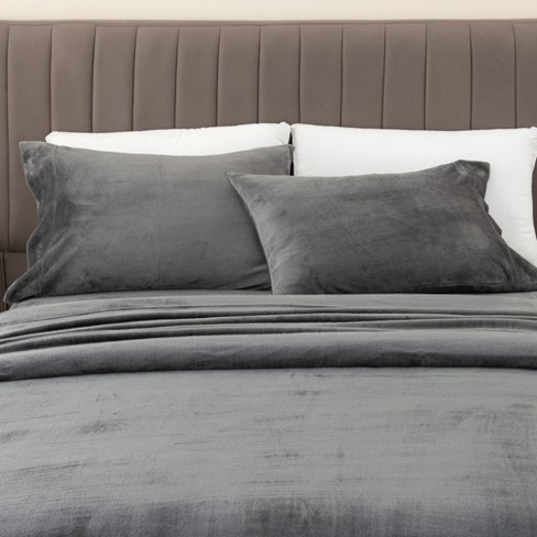 Solid Grey Plush Fleece Sheet Set