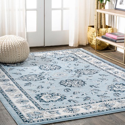 Cherie Sky Blue & Ivory Persian-Inspired Washable Rug 3x5