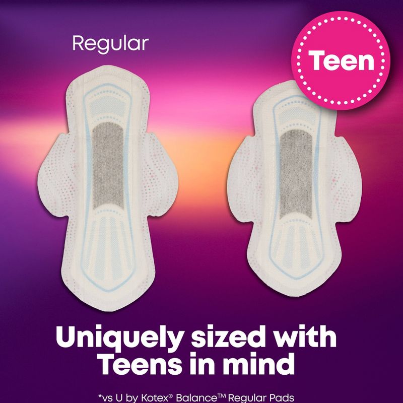 U by Kotex Balance Sized for Teens Ultra-Thin Pads with Wings - Overnight - Unscented - 24ct, 5 of 9