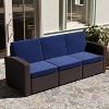 Merrick Lane Outdoor Furniture Resin Sofa Faux Rattan Wicker Pattern Patio 3-Seat Sofa With All-Weather Cushions - 3 of 4