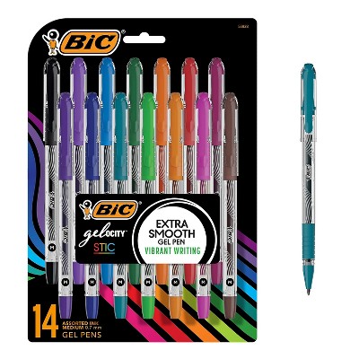 BIC Gel-ocity Stic Gel Pens Medium Point 0.7 mm Assorted Colors 14/Pack (RGSMP14-AST)