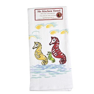 Decorative Towel Riding The Waves Cotton 100% Cotton Seahorse Kitchen Vl119 24.0 Inch Riding The Waves 100% Cotton Seahorse Kitchen Kitchen Towel - 1 of 3