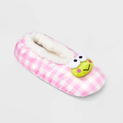 Women's Hello Kitty Keroppi Gingham Plaid Slipper Socks with Grippers