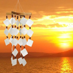 Woodstock Wind Chimes Asli ArtsÃ‚Â® Collection  Diamond Capiz Chime  14" Red Wind Chime CDCR - 1 of 4
