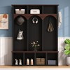 Lycvki Wooden Arched Design Hall Tree with Walnut Storage Bench and 7 Cubbies - 2 of 4