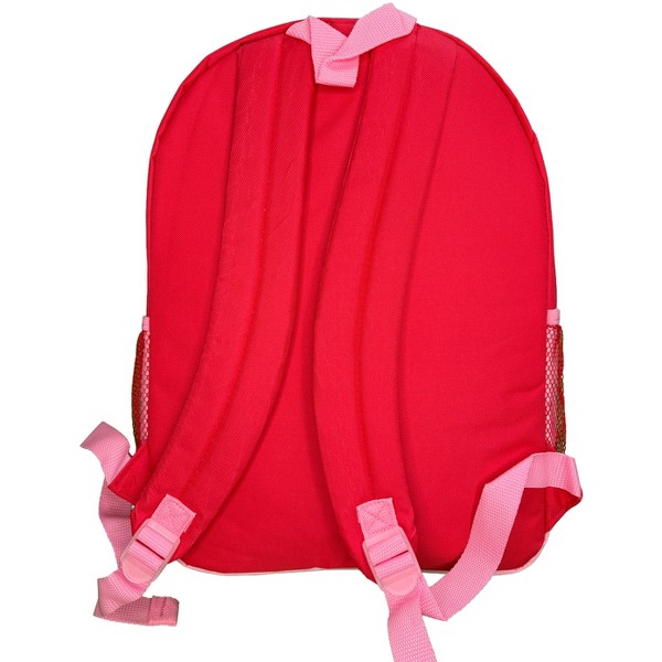 Mochila escolar de nylon rosa Strawberry Short 16" para niñas, con bolsillo frontal grande 5