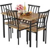 Table and Chair Sets Dining Table and Chairs Dining Table Set for 4,Kitchen Table with 4 Chairs 1 Piece Rectangular Dining Table Furniture Set, Brown - 2 of 4