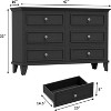 6 Drawer Dresser for Bedroom, 47"W Wooden Chest of Drawers with Metal Handles, Large Dresser TV Stand, Clothes Storage Organizer for Bedroom - 2 of 4
