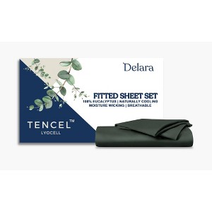 Delara 100% Eucalyptus Lyocell Tencel Fitted Sheet Set, Naturally Cooling, Soft, Silky, Smooth & Breathable - 1 of 4