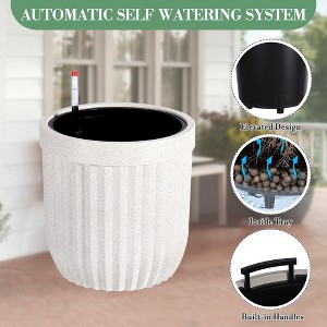 14.5/23/31 Inch Tall Planter，Self - Watering, Water Level Gauge with Wheels, Extra Large Outdoor, Heavy Duty Resin, Indoor Outdoor Pots - 1 of 4