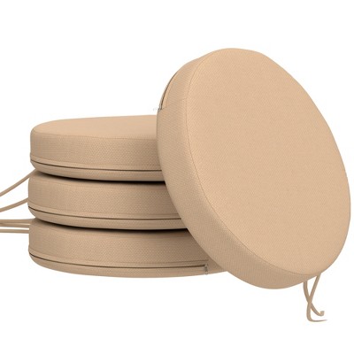 Outsunny Outdoor Chair Cushions Set of 4, Round Seat Cushions for Dining Chairs Bistro Chairs with Machine Washable Cover, 15" x 15" x 3"