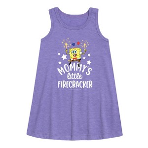 Girls' - SpongeBob SquarePants - Mommy's Little Firecracker Graphic Sleeveless Aline Dress - 1 of 4
