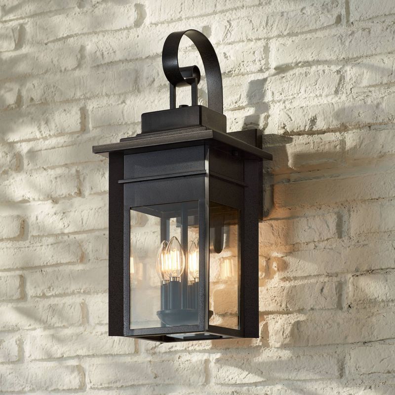 Franklin Iron Works Bransford Mission Outdoor Wall Light Fixture Black Specked Gray 21" Clear Glass for Post Exterior Barn Deck House Porch Yard Patio, 2 of 7