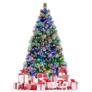 Costway 7 FT Pre-Lit Artificial Christmas Tree Hinged with Pine Needles 400 LED Lights - 1 of 4