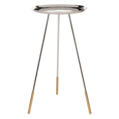 Calix Tri Leg Contemporary Glam Side Table Gold/Nickel - Safavieh