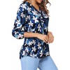 Nlife Women's Casual V Neck Floral Print 3/4 Length Sleeve Blouses Tropical Hawaiian Shirt Tops - 3 of 4