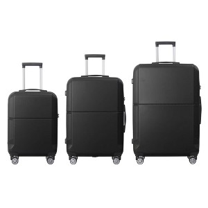 NAYSAYE Luggage ABS Hardshell 3 Piece Spinner Set with TSA Lock and Multi Position Handle for Travel, Black, 21.06"*11.81"*30.31" - 1 of 4