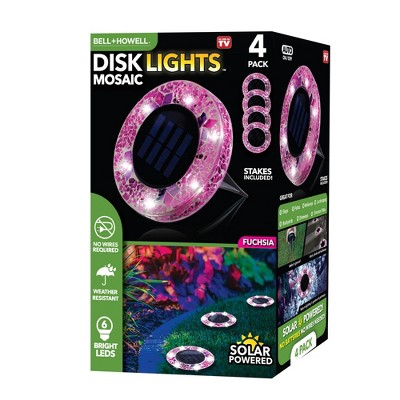 Pink Mosaic Solar LED Pathway Lights with Auto On/Off - 4 Pack