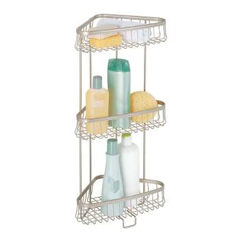 Five simply smart Corner Shower Organizer With Suction Cups 1 Tray Silver