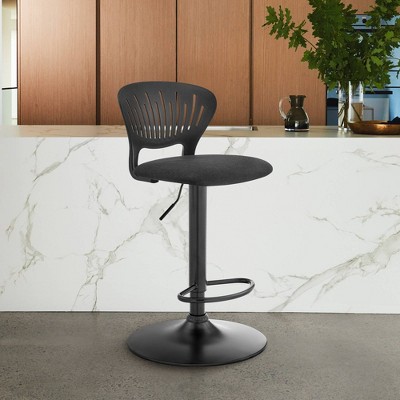 Padua 16'' Black Swivel Adjustable Bar Stool with Soft Foam Cushion