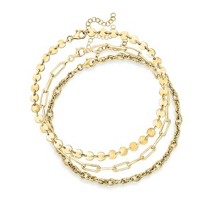 Ross-Simons 18kt Gold Over Sterling Jewelry Set: 3 Anklets Size 9 - 1 of 4