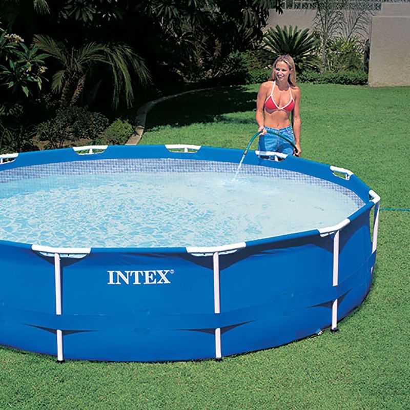INTEX 12 x 2.5 Foot Metal Frame Above Ground Swimming Pool, Type A Filter, Protective Cover, and Complete Maintenance Kit with Vacuum Skimmer and Pole, 5 of 8