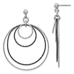 Black Bow Jewelry Two-Tone Diamond-cut Multi Circle Dangle Earrings in Sterling Silver - 1 of 4