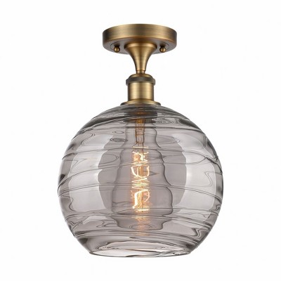 Athens Deco Swirl - 1 Light Semi-Flush Mount In Industrial Style-15 Inches Tall and 10 Inches Wide