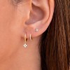 3 Pairs Small Gold Hoop Earring, 14K Gold Plated Earring Stacks Butterfly Heart Star Moon Bow Four Leaf Rhombus Round CZ Pearl - 3 of 4