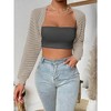 Womens Bolero Cropped Crochet Shrug Sweater Knit Cardigans with Lantern Sleeve Drop Shoulder Knit Bolero Sweater - 4 of 4
