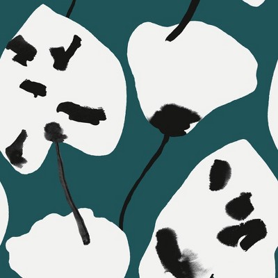 Tempaper Painted Palm Brilliant Teal Peel and Stick Wallpaper