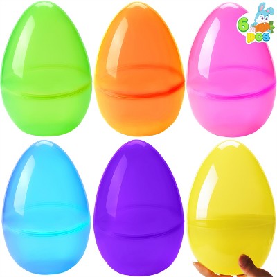 Joyfy 10" Jumbo Easter Eggs, Clear Plastic Eggs Empty Fillable for Easter Filling Treats Party Favor Hunt Classroom Prize Supplies Decoration 6 Pcs