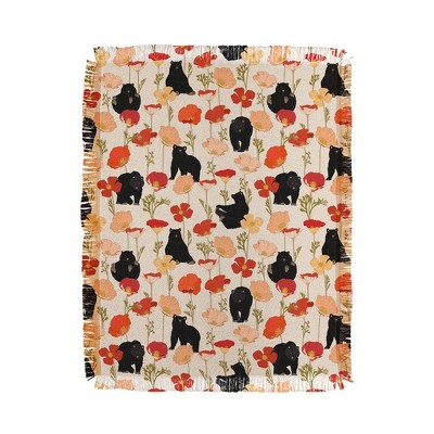 Iveta Abolina California Poppies and Bears 56"x46" Woven Throw Blanket - Deny Designs