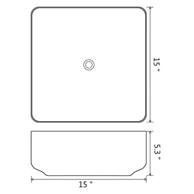 Square Black Ceramic Bathroom Basin 15"x15"x5.3"