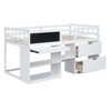 PAGED Simple Wooden Low Loft Bed Bunk Bed with Rolling Desk, Twin Size Bed Frame with Shelves, Drawers and Guardrail for Kids, Teens - 4 of 4